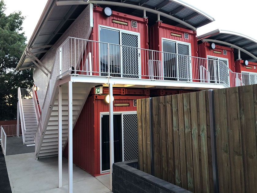 Residents moved into the 18 pods at Bethlehem House in April, 2020. Photo: Royal Wolf