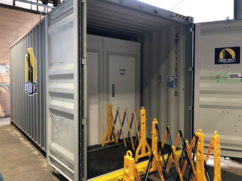Royal Wolf teamed up with former director of Girvan Waugh PTY Warwick Waugh to produce innovative COVID-19 temperature testing units. Photo: Contributed